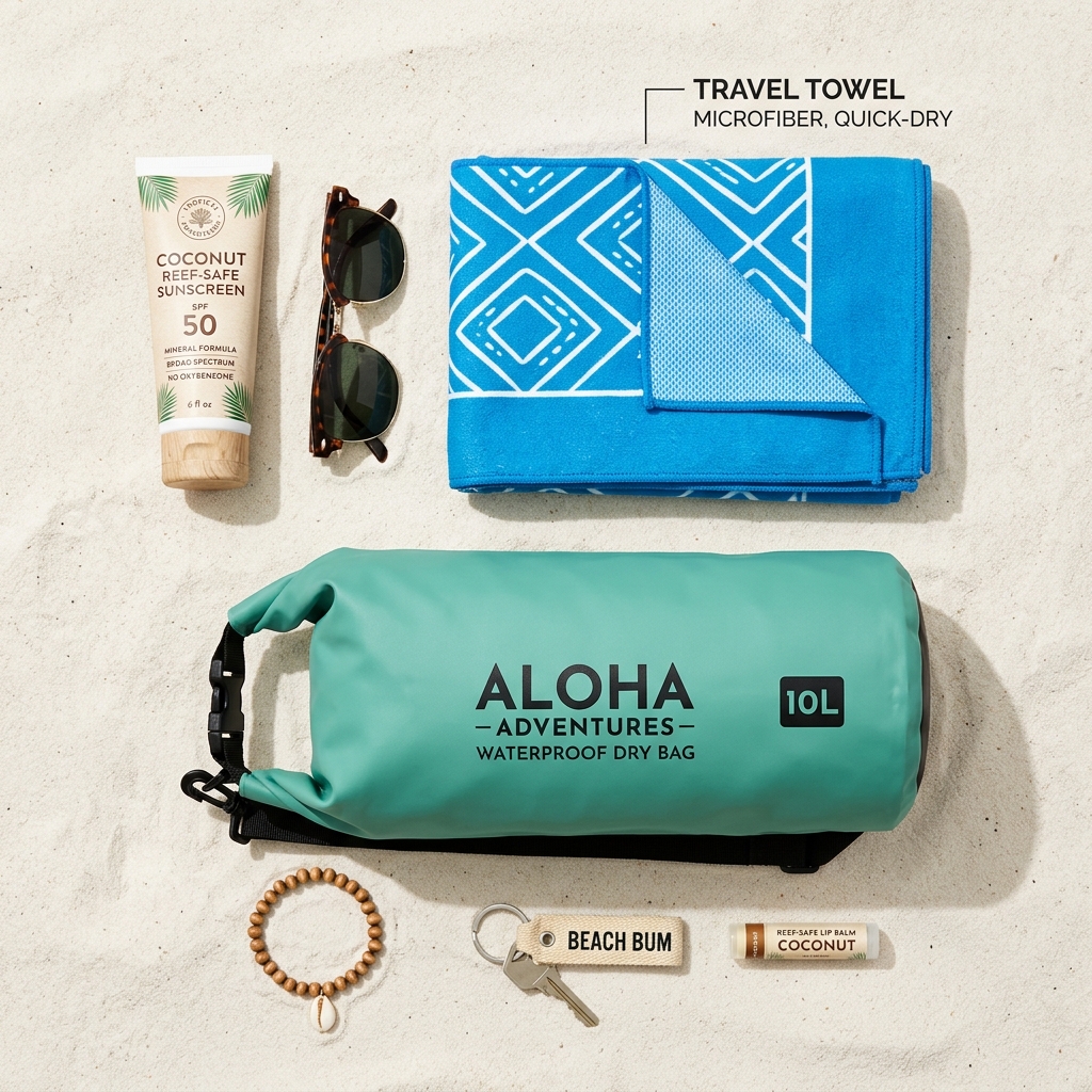 Beach Essentials Flat Lay